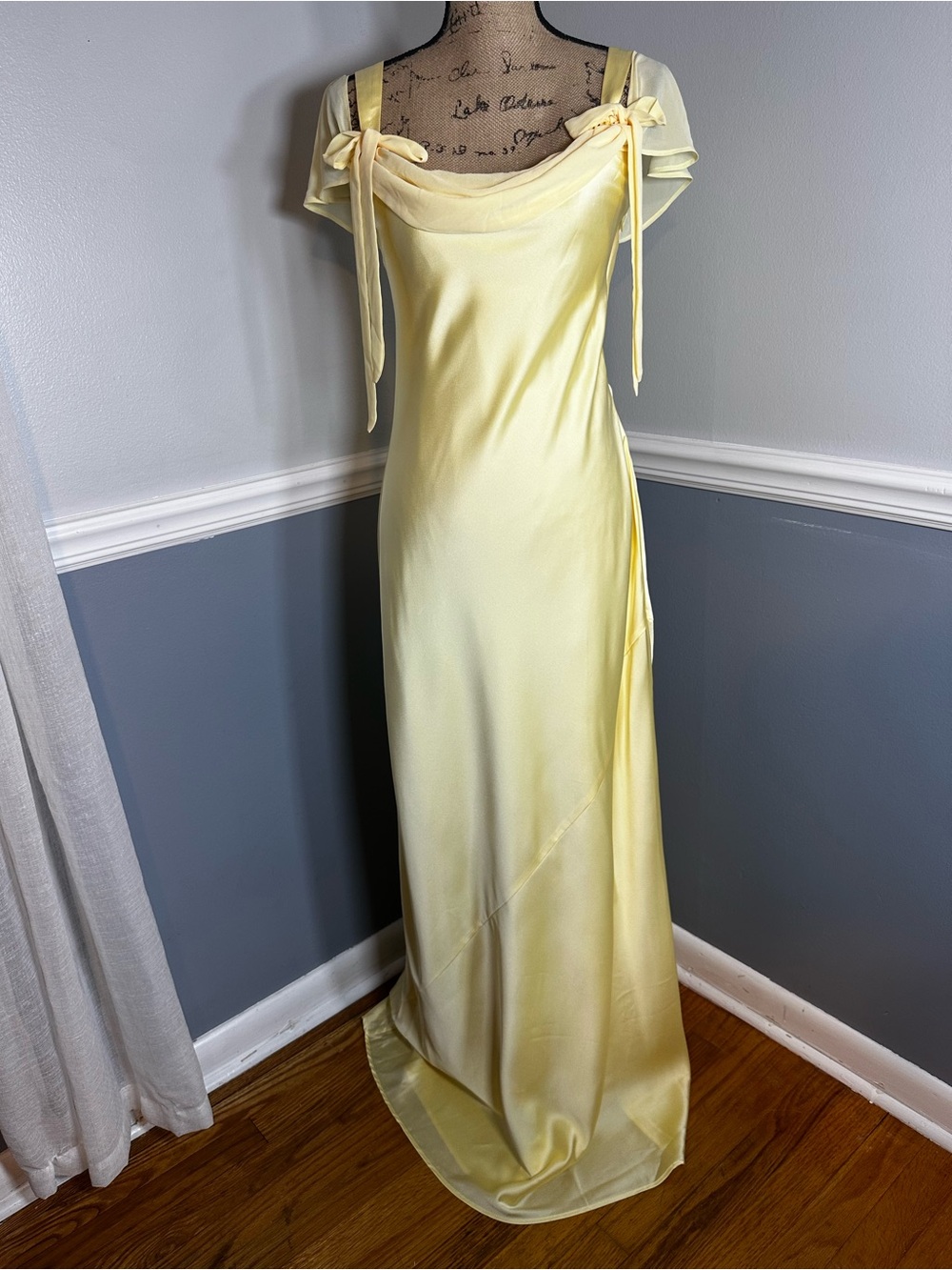 Show Me Your MuMu Pale Yellow Maxi Dress with Bow Straps
